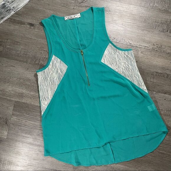 chloe k teal half zip tank - Picture 1 of 11